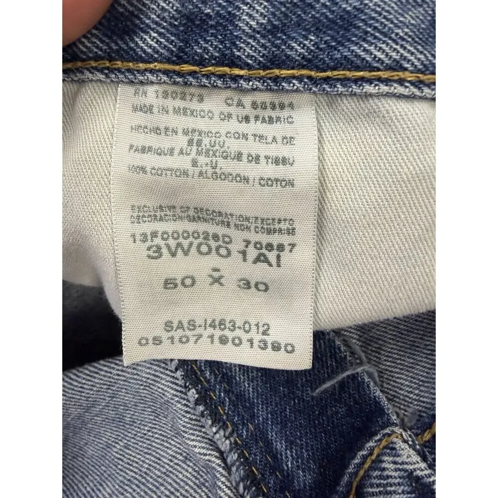 Wrangler Riggs Workwear Jeans Mens 50X30 Blue Denim Relaxed Carpenter Streetwear